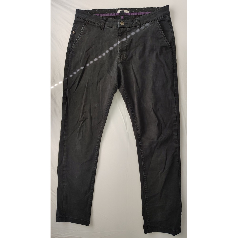Michael Brandon Essentials Mens Black Chino Pants 34x30 Stretch Flat Front